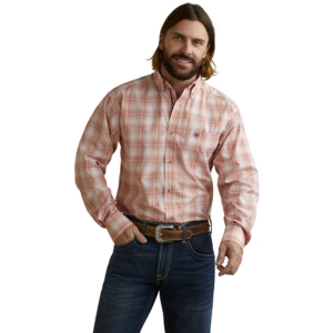 Men's Ariat Pro Series Manning Fitted Long Sleeve Button Up Shirt XLarge Orange