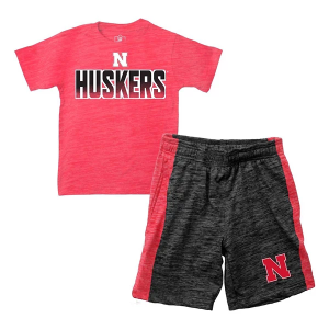 Wes and Willy Toddler Nebraska Cornhuskers Blocky T-Shirt & Short Set