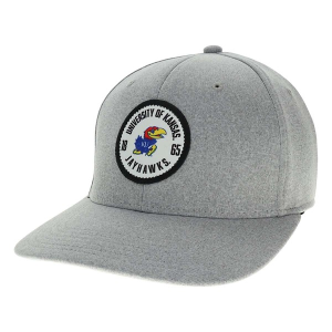 Kansas Jayhawks Legacy Bowler Flexfit Hat M/L Heather Grey