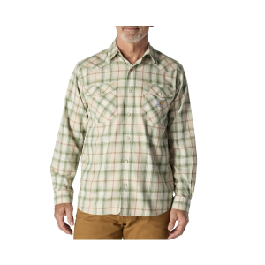 Men's Carhartt Montana Rugged Flex(TM) Relaxed Fit Lightweight Snap-Front Plaid Long Sleeve Button Up Shirt 2XLarge Oatmeal