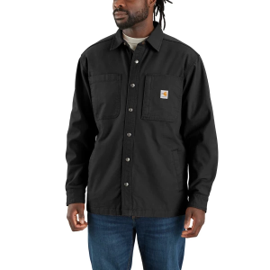 Men's Carhartt Flame-Resistant Rugged Flex Canvas Jac Long Sleeve Button Up Shirt XLarge Black