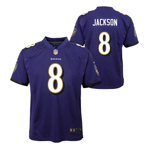 Baltimore Ravens Lamar Jackson #8 Nike Game Kids' Jersey Small Purple