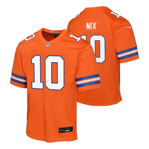 Denver Broncos Bo Nix #10 Nike Alternate Kids' Jersey Small Orange