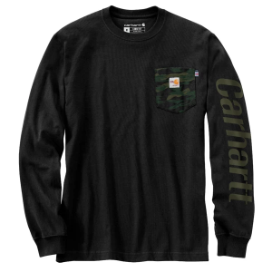 Men's Carhartt Flame Resistant Loose Fit Camo Graphic Long Sleeve T-Shirt XLarge Black