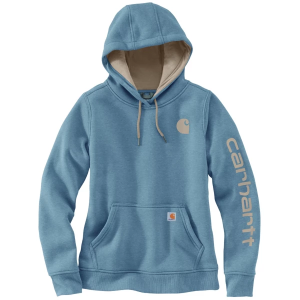 Women's Carhartt Clarksburg Graphic Sleeve Work Hoodie Large Light Faded Navy Heather/Light Taupe Heather