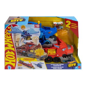 Hot Wheels City Hot Wheels Ultimate Dual Dragon Transporter & 2 164 Scale Toy Cars