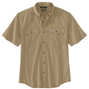 Men's Carhartt Force Relaxed Fit Long Sleeve Button Up Shirt 2XLarge Dark Khaki