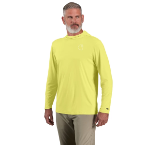 Men's Carhartt Force Sun Defender Lightweight Hooded Logo Graphic Long Sleeve T-Shirt 2XLarge Citrus