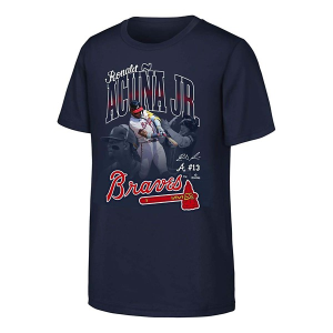 Kids' Atlanta Braves Ronald Acuna Jr. Triple Pic T-Shirt Medium Navy