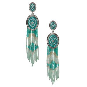 The Jewelry Group Lainey Wilson Long Beaded Linear Earrings Turquoise