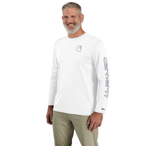 Men's Carhartt Force Sun Defender Lightweight Logo Graphic Long Sleeve T-Shirt Medium White/Navy