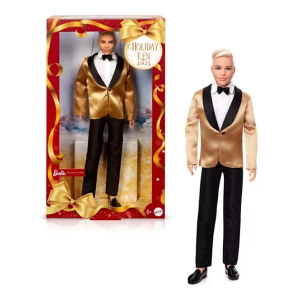 Barbie Signature 2025 Holiday Blonde Ken in Golden Jacket