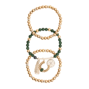 The Jewelry Group Lainey Wilson 3 Row Stretch Beaded Charm Bracelets