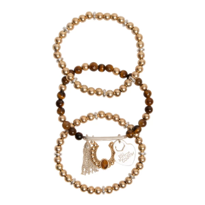 The Jewelry Group Lainey Wilson 3 Row Stretch Beaded Charm Bracelets