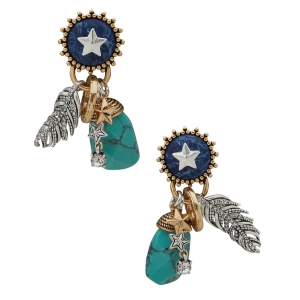 The Jewelry Group Lainey Wilson Multi Charm Drop Earrings Blue
