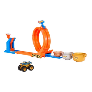 Hot Wheels Monster Trucks Loop-And-Flip Trophy Challenge Playset & Die-Cast Bigfoot Toy Truck