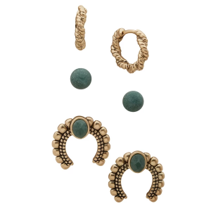 The Jewelry Group Lainey Wilson Horseshoe Trio Earrings Green