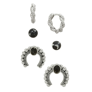 The Jewelry Group Lainey Wilson Horseshoe Trio Earrings Black