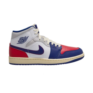 Men's Air Jordan 1 Mid Sneakers 13 Regular White/Deep Royal Blue/University Red