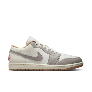 Men's Air Jordan 1 Low Sneakers 9.5 Regular Sail/Fire Red/College Grey/Hemp