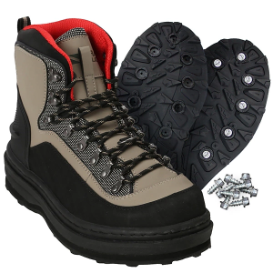 Men's Paramount Outdoors Slate Cleated Rubber Bottom Fly Fishing Wading Boots Outdoor 10 Tan/Black