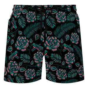 Men's Retro Rifle Shotgun Safari Lounge Shorts Small Black