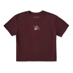 Women's Life is Good Western Skull T-Shirt XSmall Deep Burgundy