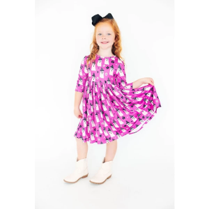 Girls' MILA & Rose Pocket Twirl Dress 7/8 Witches Boo
