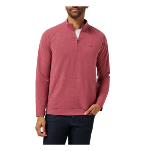 Men's TravisMathew Performance Waffle Long Sleeve 1/4 Zip Large Roan Rouge