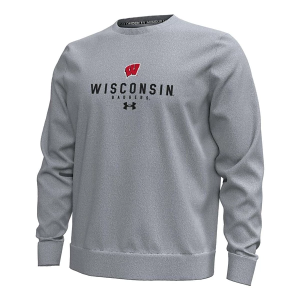 Wisconsin Badgers Under Armour Crew Small Heather Grey