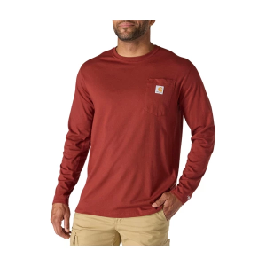 Men's Carhartt Force Relaxed Fit Long-Sleeve Pocket T-Shirt XLarge Tall Dark Spice Red Heather