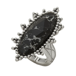 Women's The Jewelry Group Lainey Wilson Faceted Oval Stone Ring Jet