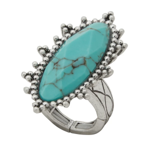 Women's The Jewelry Group Lainey Wilson Faceted Oval Stone Ring Turquoise