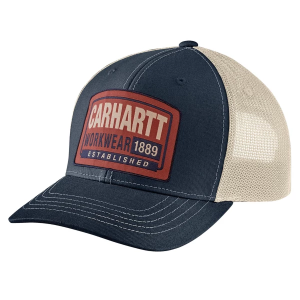 Carhartt Canvas Mesh-Back Workwear Patch Work Snapback Hat One Size Navy