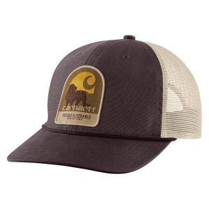 Carhartt Canvas Mesh-Back Dog Patch Work Snapback Hat One Size Dark Sepia