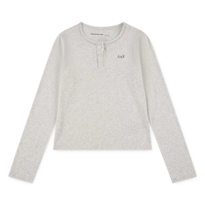 Girls' abercrombie kids Essential Long Sleeve Henley 17/18 Oatmeal