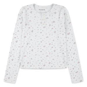 Girls' abercrombie kids Essential Long Sleeve Henley 13/14 Jet Storm
