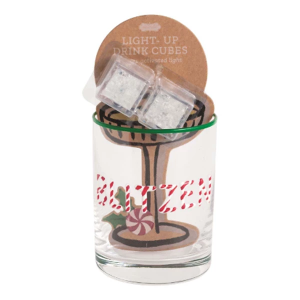 Mud Pie Blitzen Glass & Light-Up Drink Cube Set