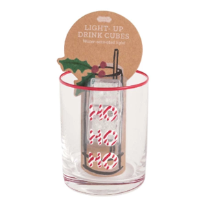 Mud Pie Ho Ho Ho Glass & Light-Up Drink Cube Set