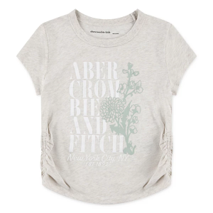 Girls' abercrombie kids Flower Lockup Baby Shirt 5/6 Oatmeal