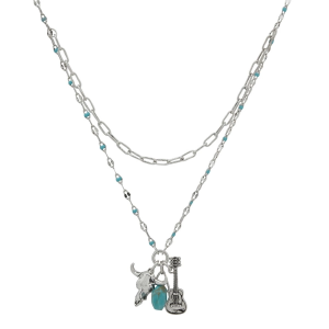 The Jewelry Group Lainey Wilson Guitar Charm Multirow Necklace
