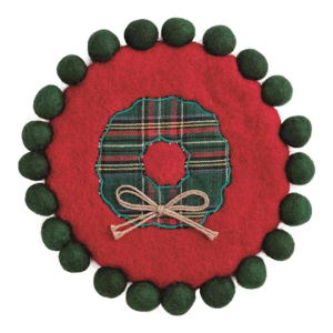 Mud Pie Wreath Xmas Felted Trivet