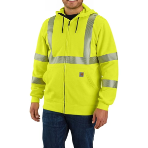 Men's Carhartt High Visibility Force Loose Fit Midweight Full Zip Work Hoodie XLarge Brite Lime