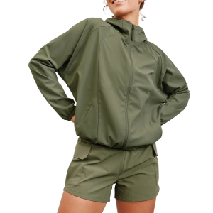 Women's Beyond Yoga Cross Country Packable Jacket Large Olive Branch