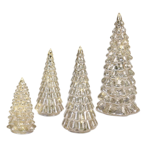 Melrose International Glass LED Tree (Set of 4)