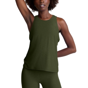 Women's Beyond Yoga Featherweight Rebalance Crew Neck Tank Top XLarge Army Green Heather