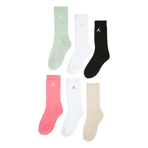 Girls' Jordan Everyday Essentials Crew Socks Youth 7 Seafoam 6 Pack