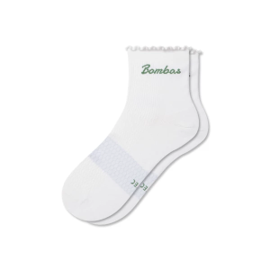 Women's Bombas Lightweight Performance Quarter Socks Small White Moss