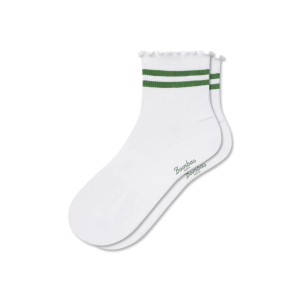 Women's Bombas Frilly Quarter Socks Medium White Stripe