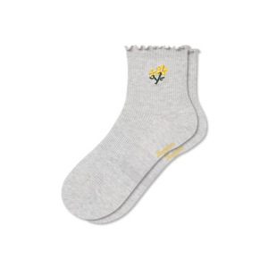 Women's Bombas Frilly Quarter Socks Small Grey Floral